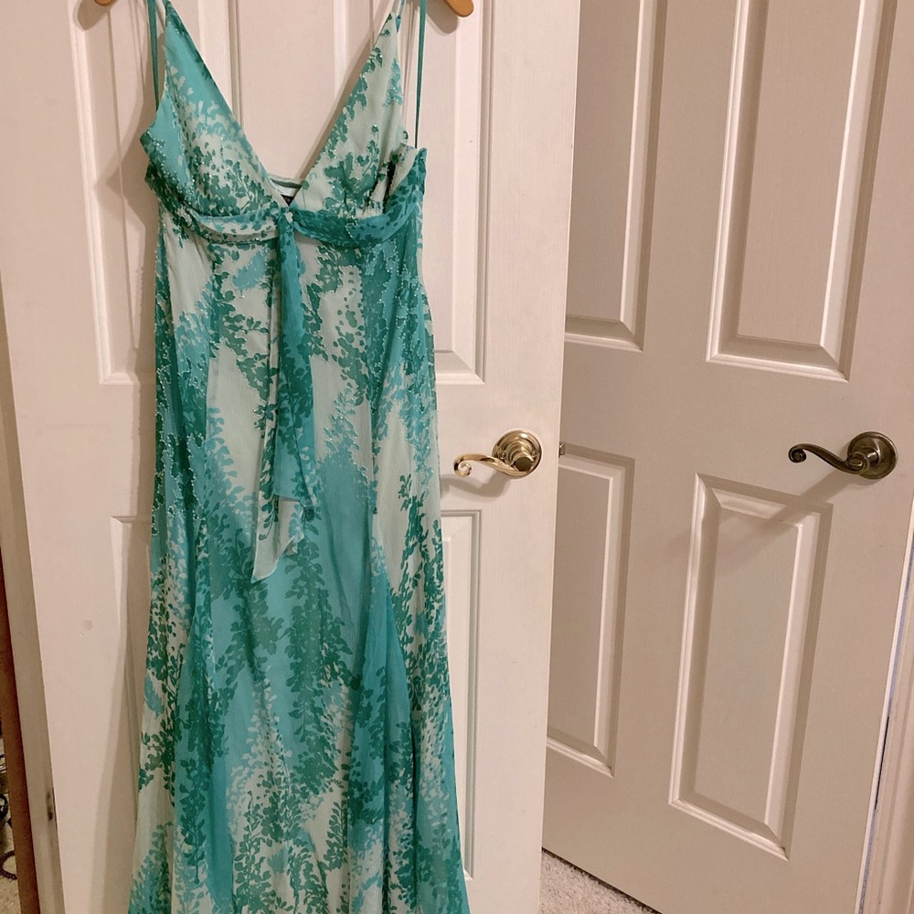 BCBG Max Azria NWT sea green beaded silk gown Size 8